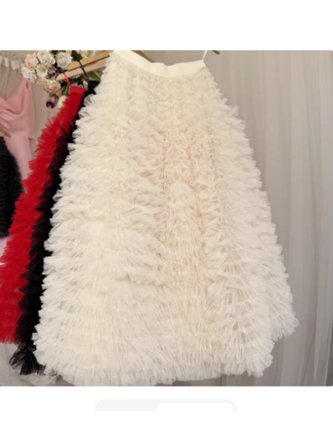 Ruffle Mesh Cake Skirt X3010