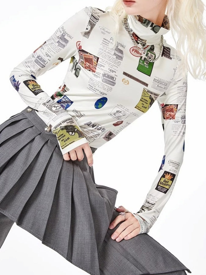 ストリートグラフィックロゴプリントボトミングシャツ X2349