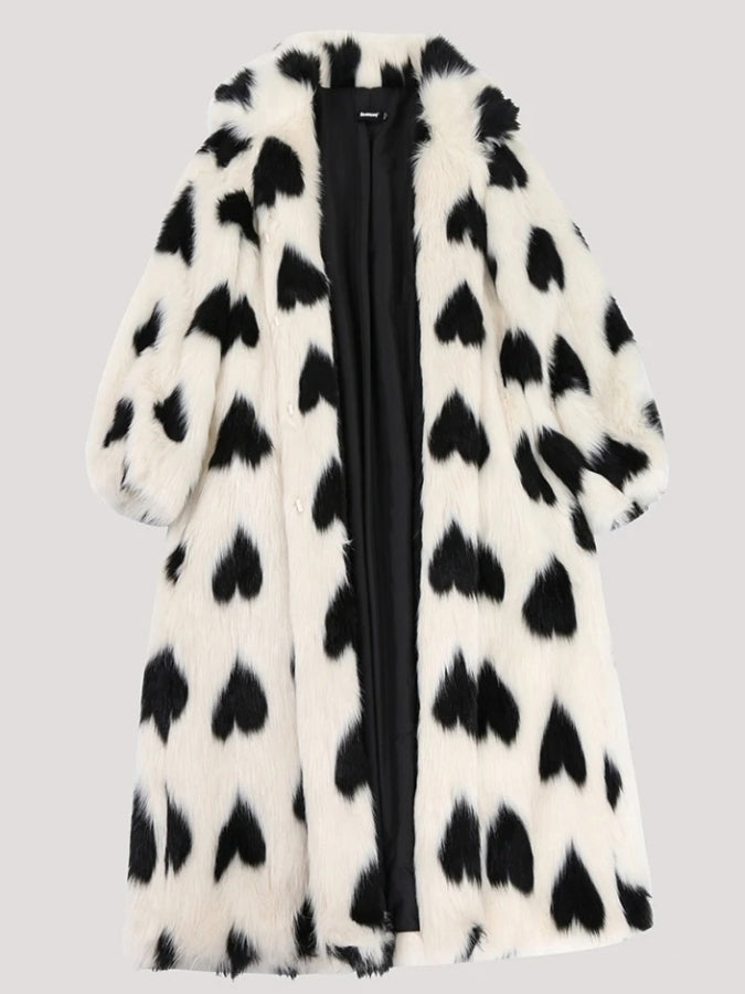Monotone Heart Long Coat X2527