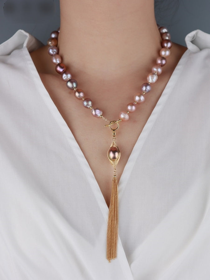 Pastel color imitation pearl necklace X2356