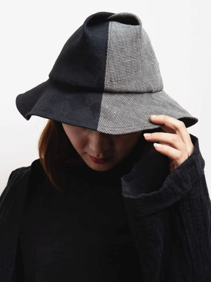 Glen Check Pattern Bicolor Bucket Hat X2914