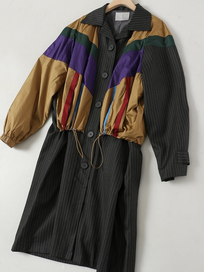 Docking Striped Dress Coat X2484