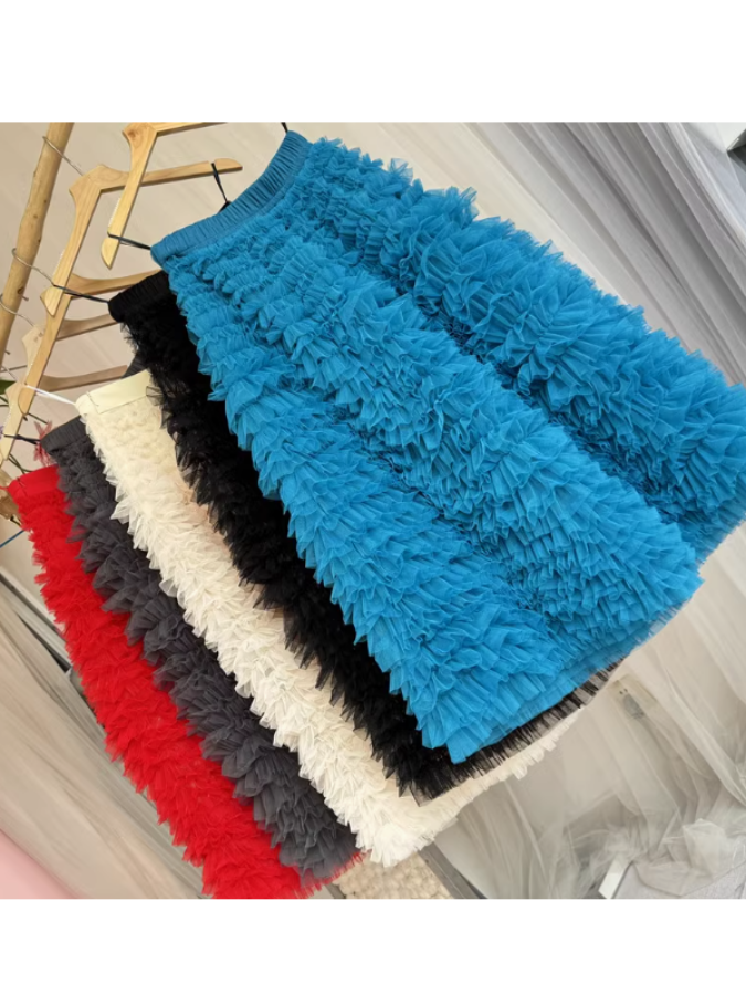 Ruffle Mesh Cake Skirt X3010
