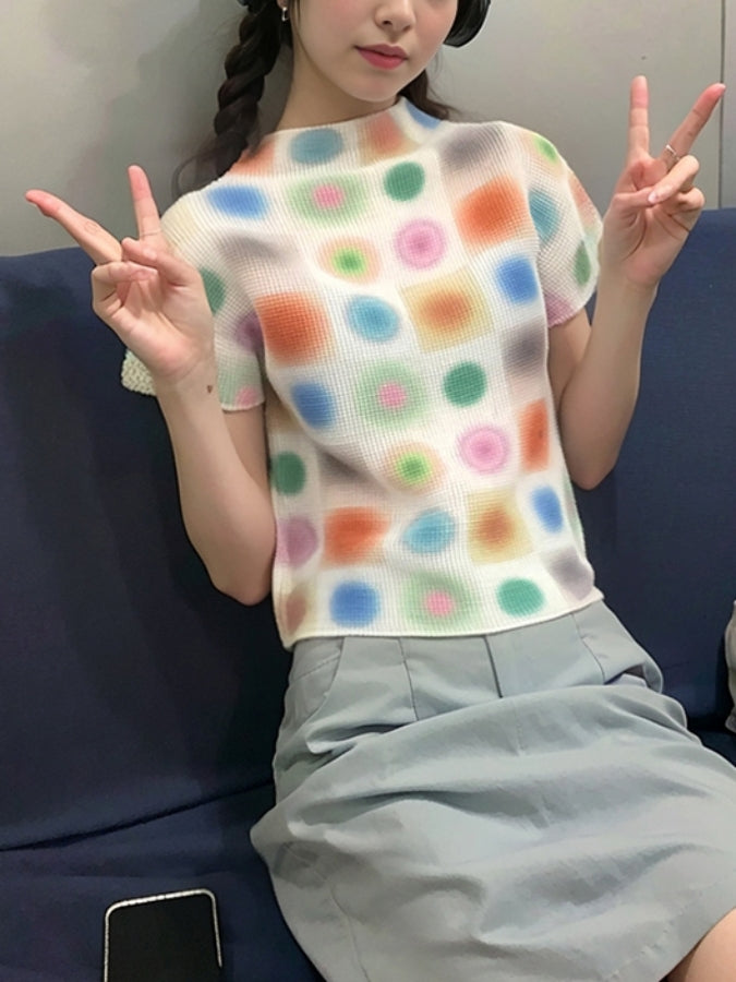 マルチカラードットTシャツ X2413