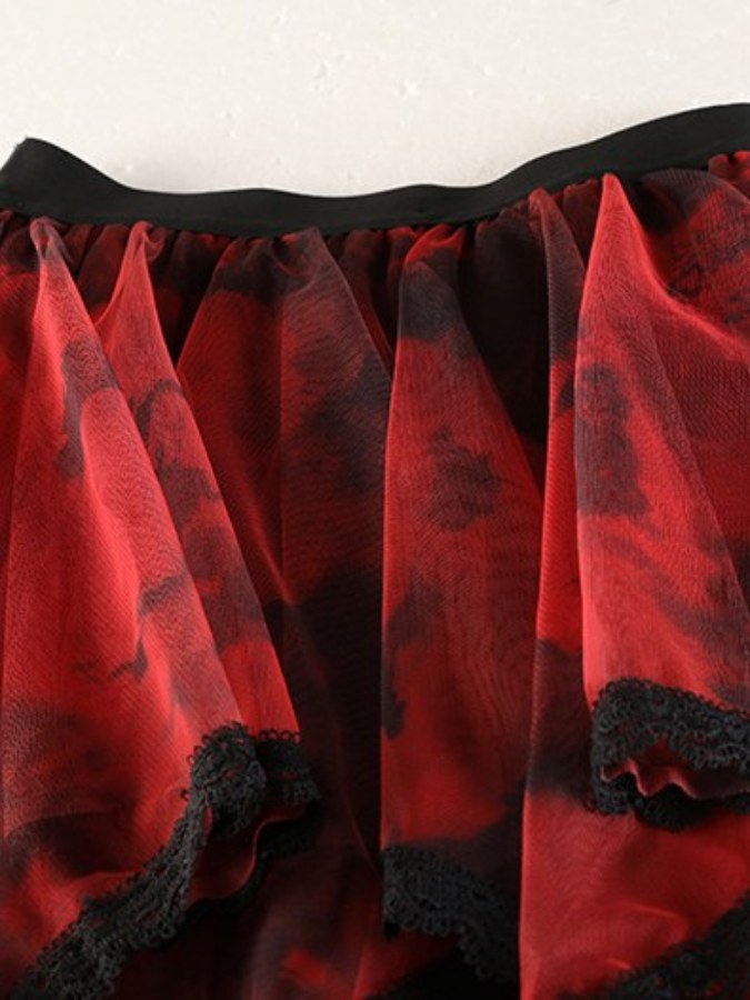Random Design High Waist Tutu Long Skirt X2180