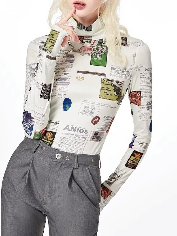 ストリートグラフィックロゴプリントボトミングシャツ X2349