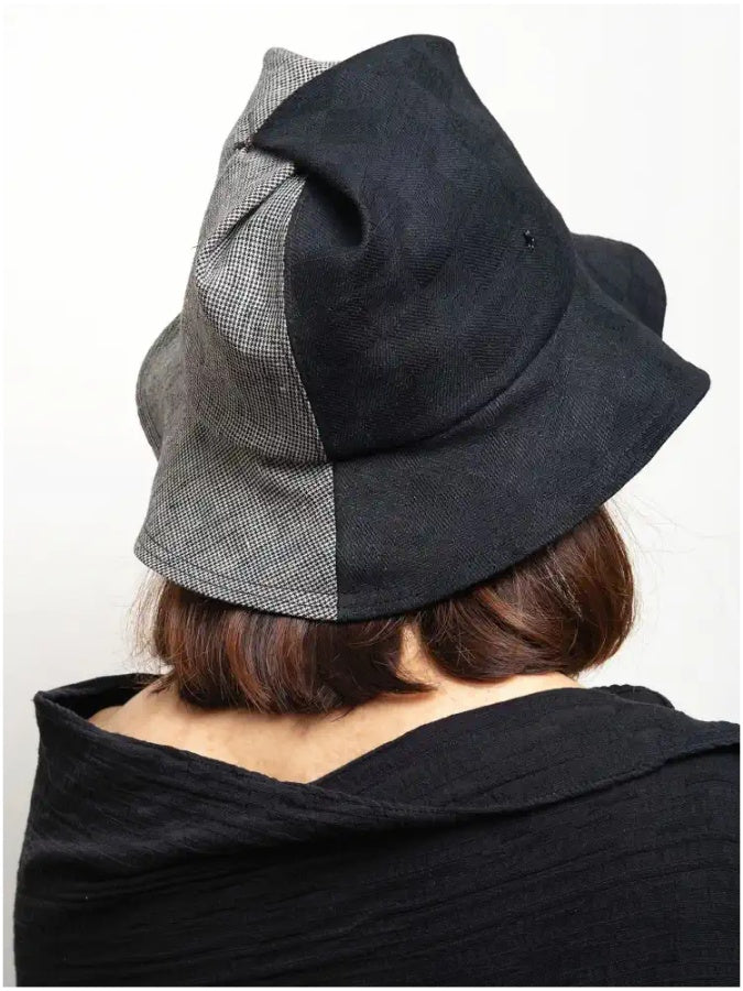Glen Check Pattern Bicolor Bucket Hat X2914