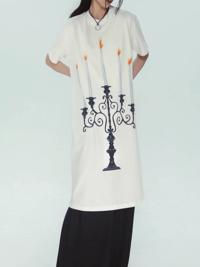 キャンドルプリントロングTシャツ X2378
