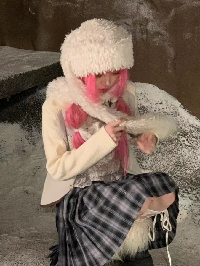 Animal Rabbit Boa Cap X2436