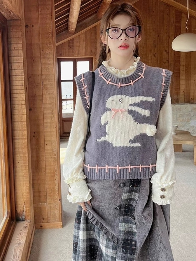 Rabbit Stitch Knit Vest X2513