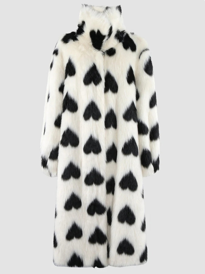 Monotone Heart Long Coat X2527