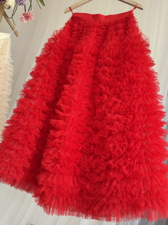 Ruffle Mesh Cake Skirt X3010