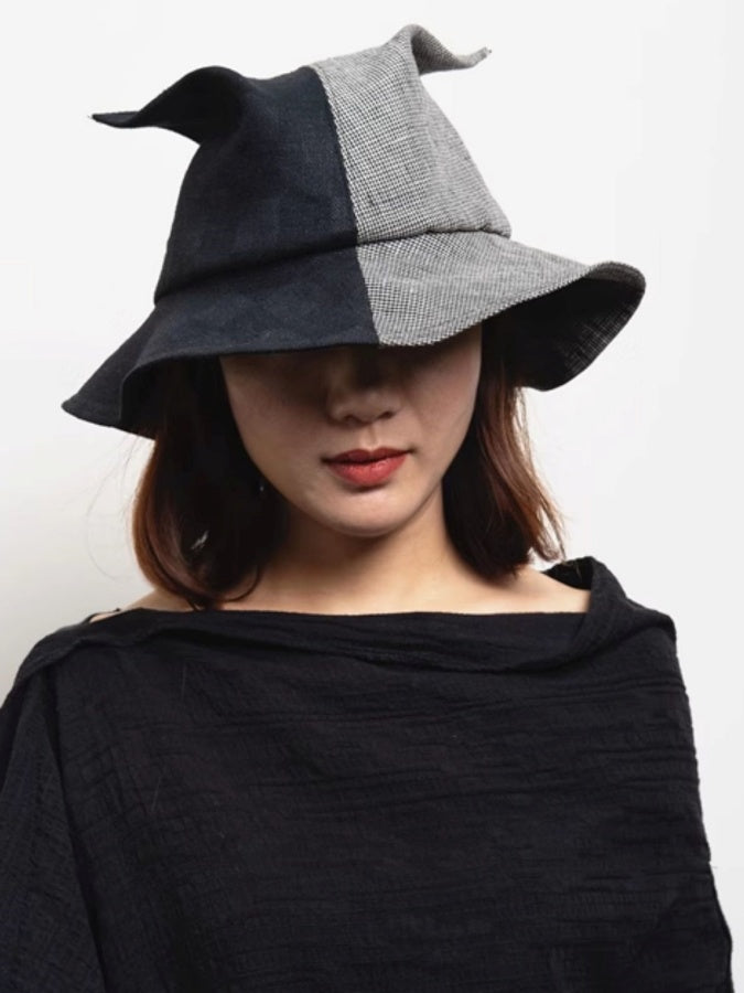 Glen Check Pattern Bicolor Bucket Hat X2914
