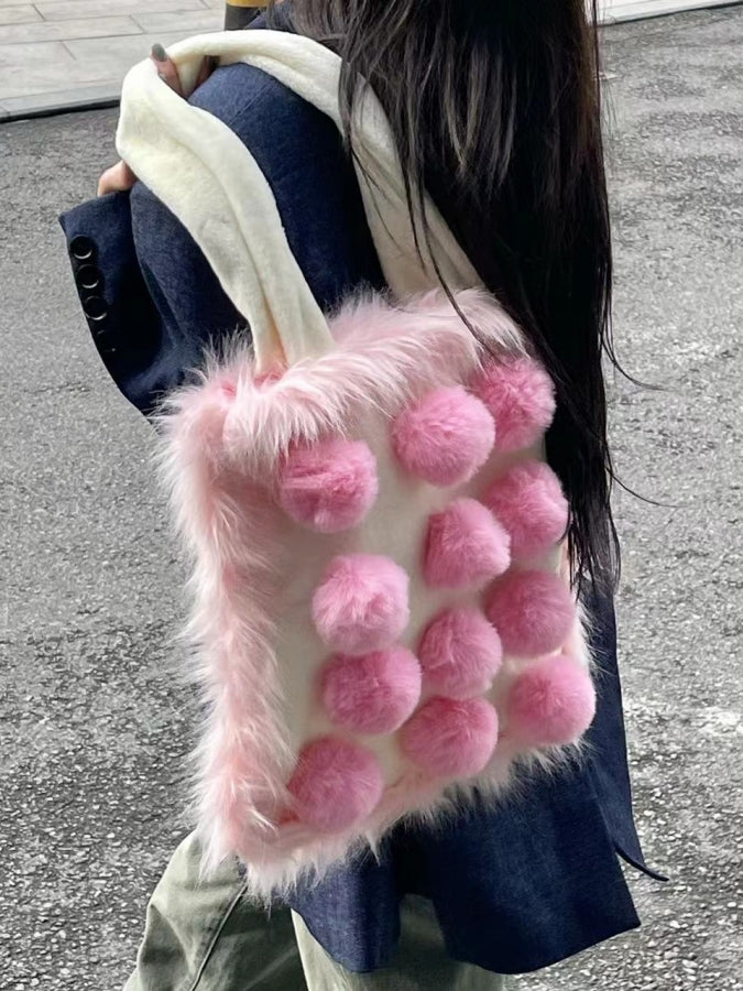 Fur Decorated Portable Bag X2433