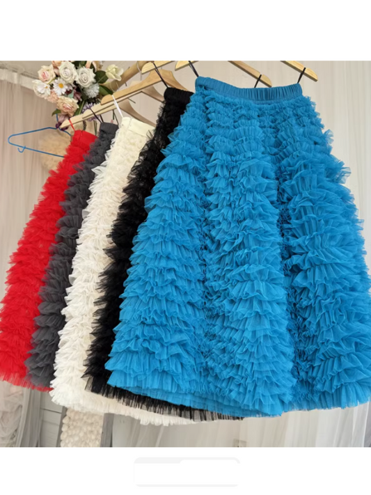 Ruffle Mesh Cake Skirt X3010