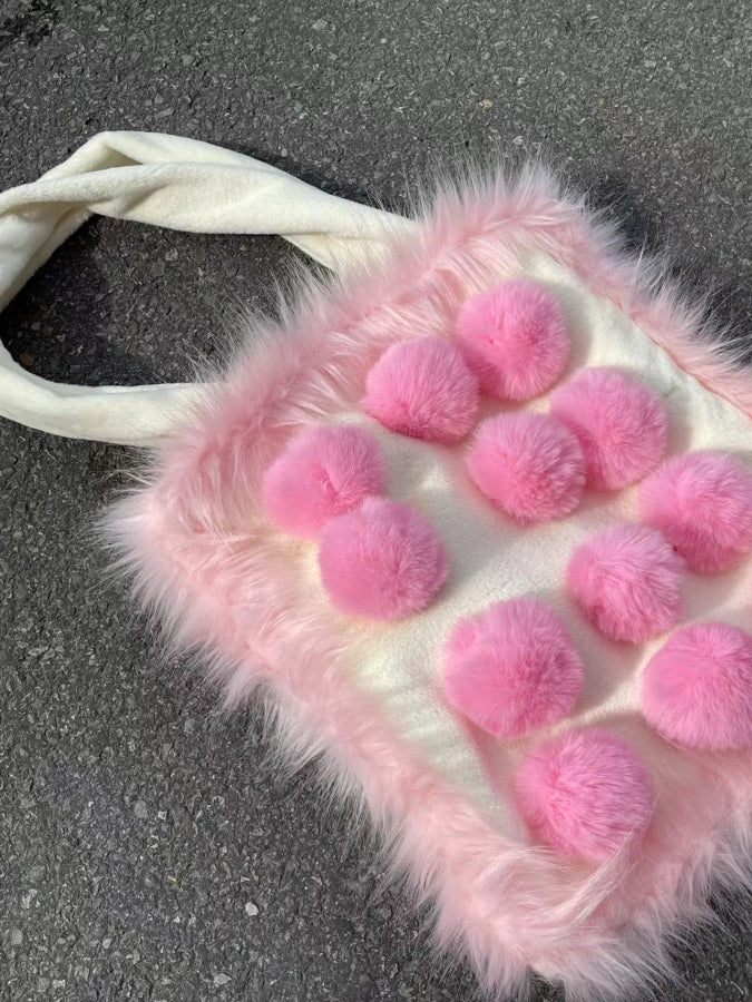 Fur Decorated Portable Bag X2433