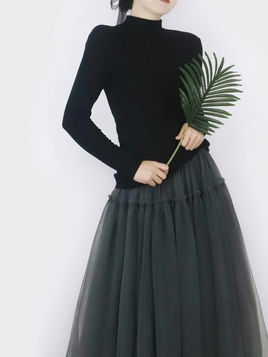 Mock neck slim fit botoming shirt X2553