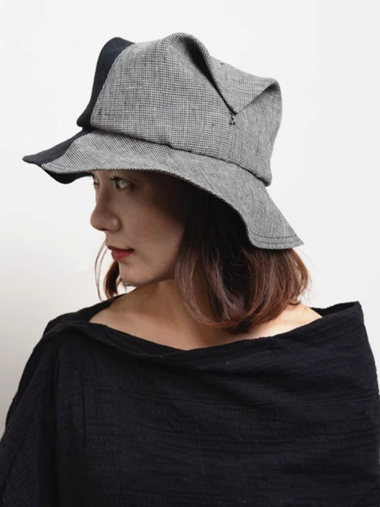 Glen Check Pattern Bicolor Bucket Hat X2914