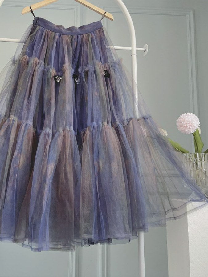 Gradation mesh skirt X2186