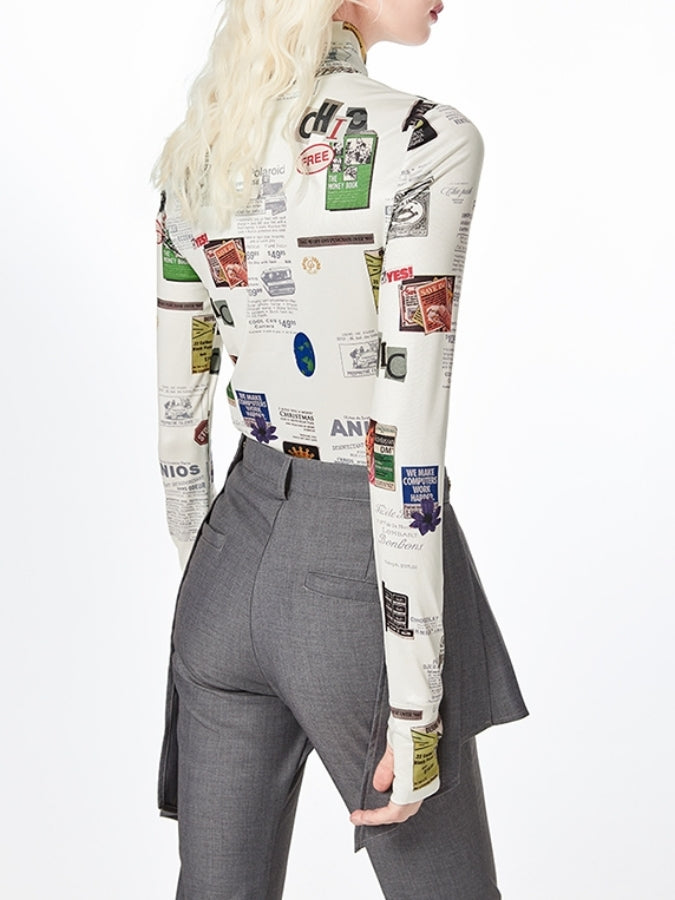 ストリートグラフィックロゴプリントボトミングシャツ X2349