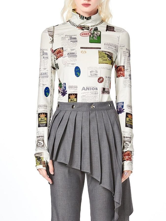 ストリートグラフィックロゴプリントボトミングシャツ X2349