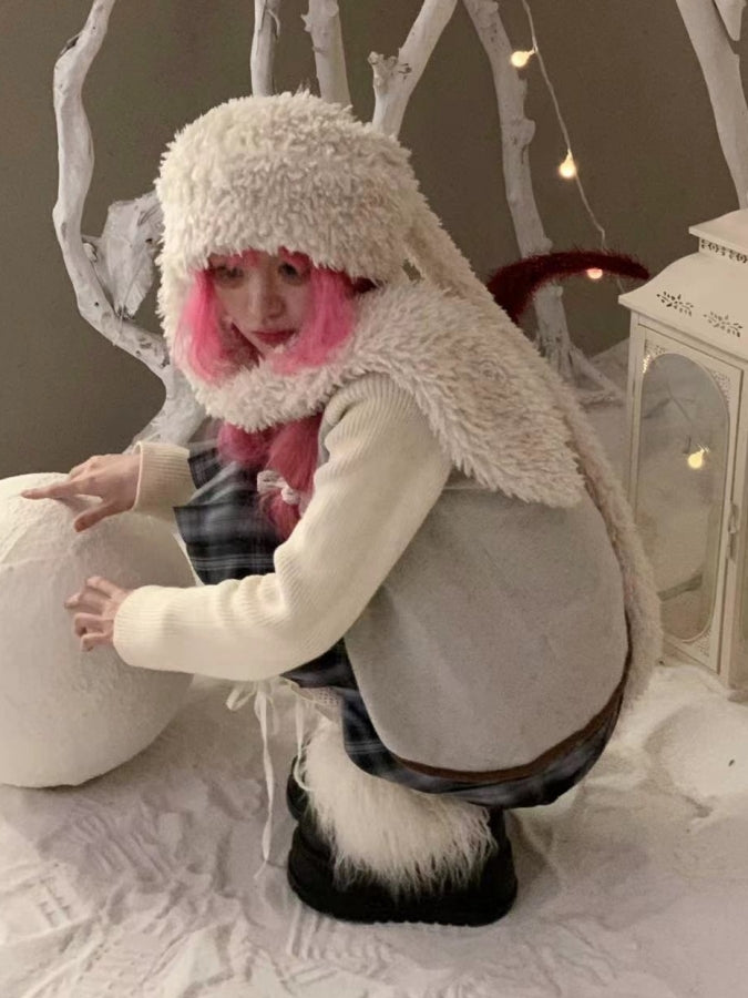 Animal Rabbit Boa Cap X2436
