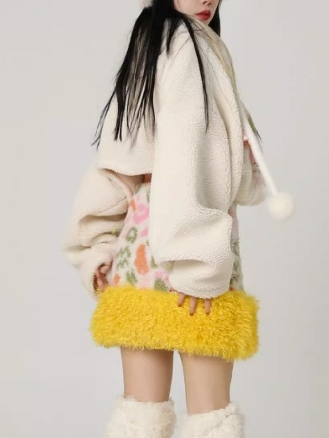 Pile Flower Mini Skirt X2435