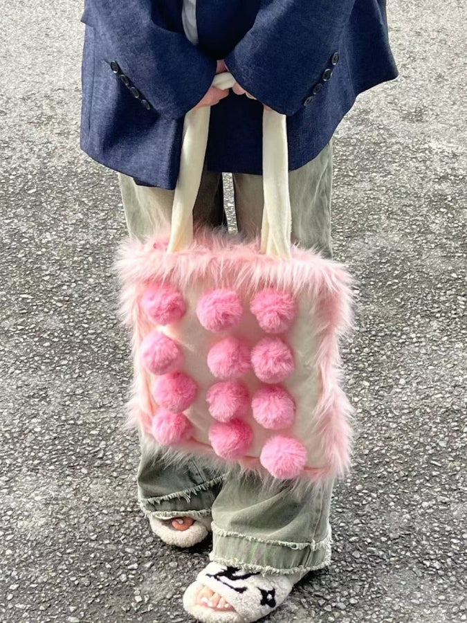 Fur Decorated Portable Bag X2433