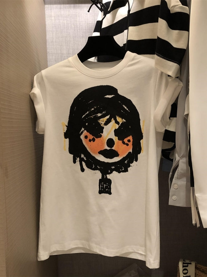 ガールプリントロールアップTシャツ X2370