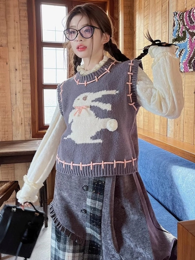 Rabbit Stitch Knit Vest X2513
