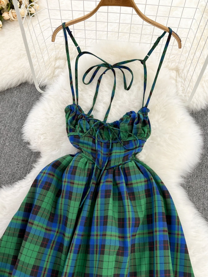 Check Sling Dress X2313