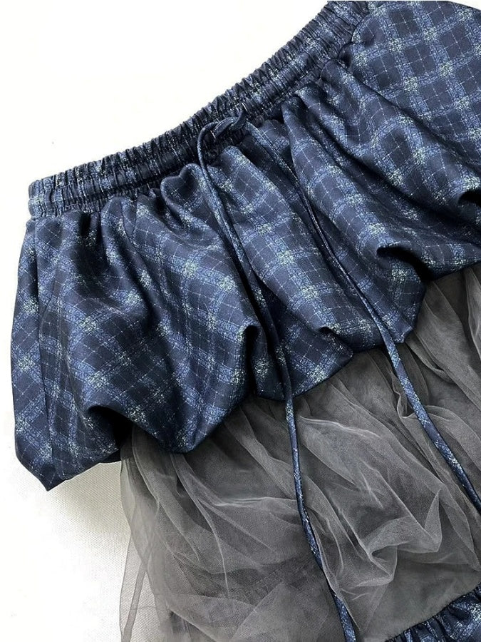 Check Mesh Medium Cake Skirt X3020