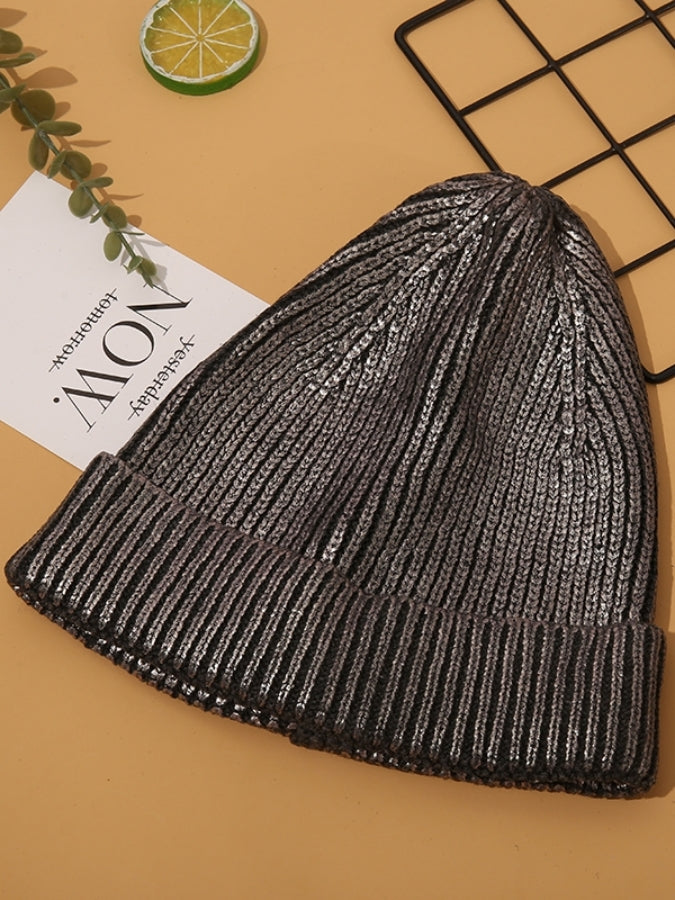 Unisex Metallic Roll Knit Cap X2544