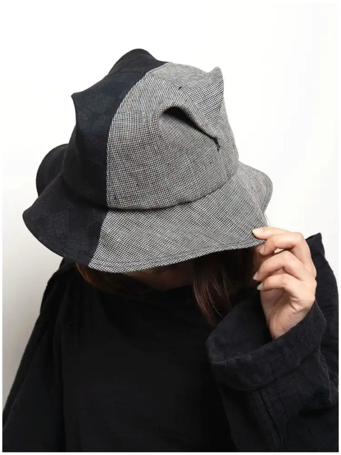 Glen Check Pattern Bicolor Bucket Hat X2914