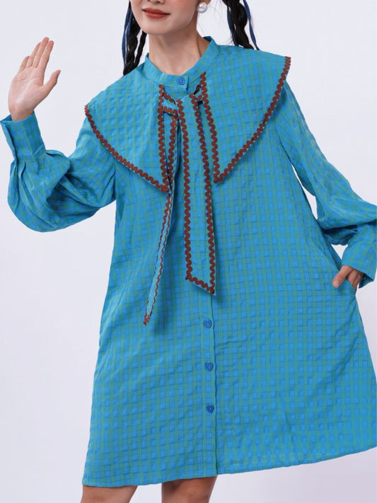 Doll collar shirt dress X2849