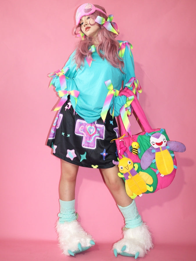 Ribbon Decoration Neon T-Shirt X2443