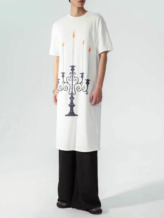 キャンドルプリントロングTシャツ X2378