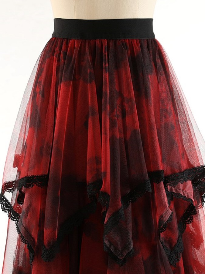 Random Design High Waist Tutu Long Skirt X2180