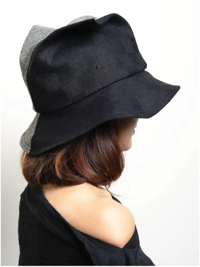 Glen Check Pattern Bicolor Bucket Hat X2914