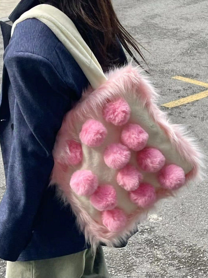 Fur Decorated Portable Bag X2433
