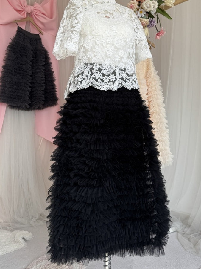 Ruffle Mesh Cake Skirt X3010