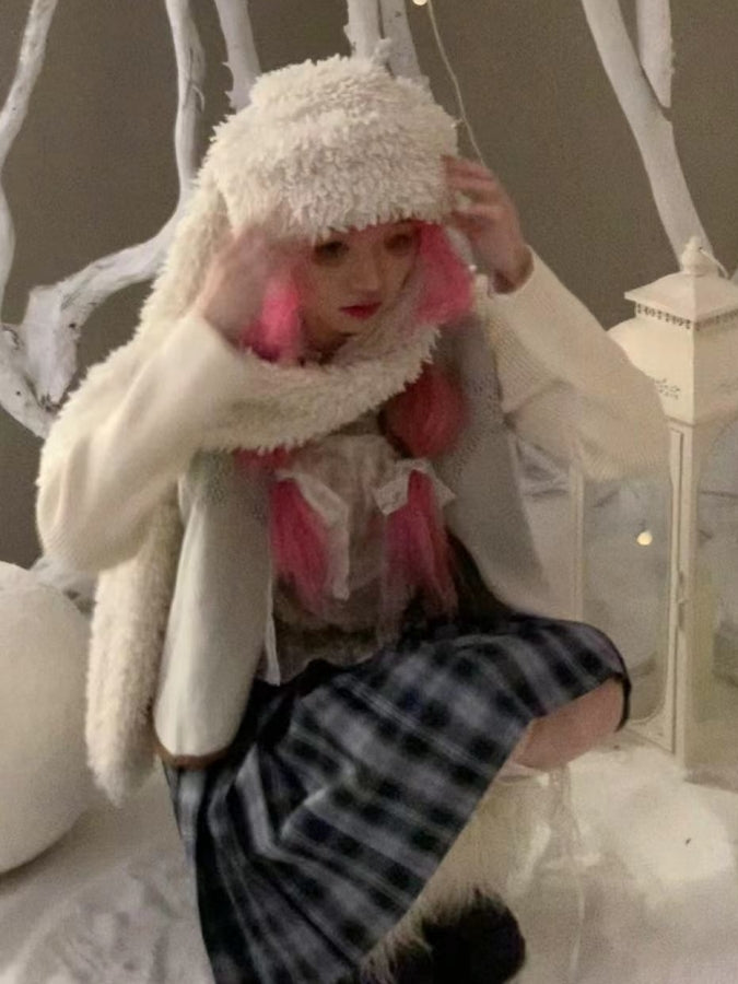 Animal Rabbit Boa Cap X2436