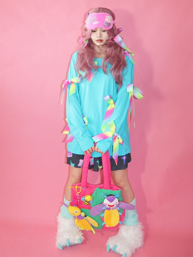 Ribbon Decoration Neon T-Shirt X2443