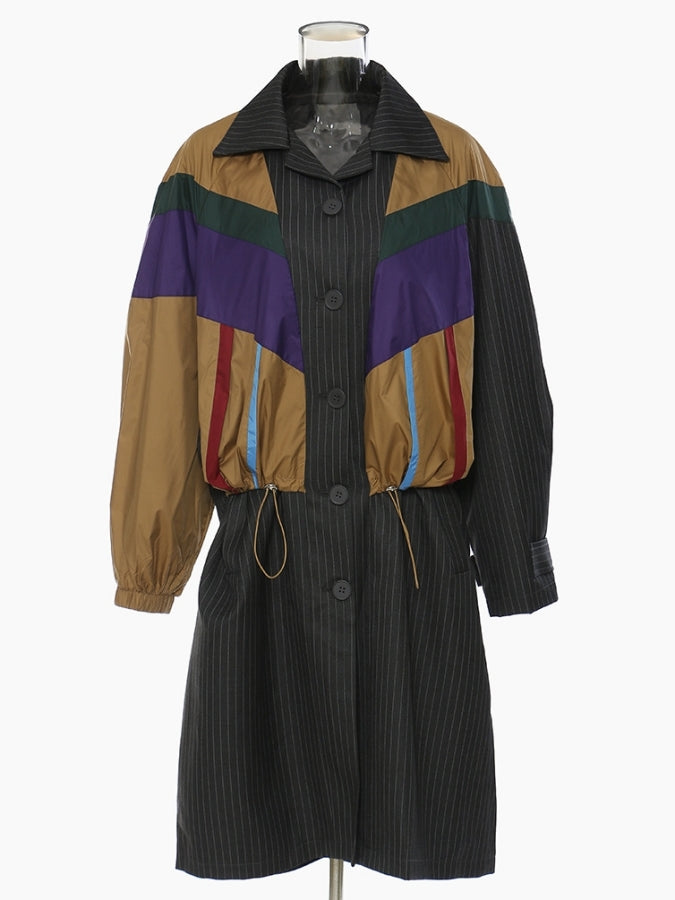 Docking Striped Dress Coat X2484