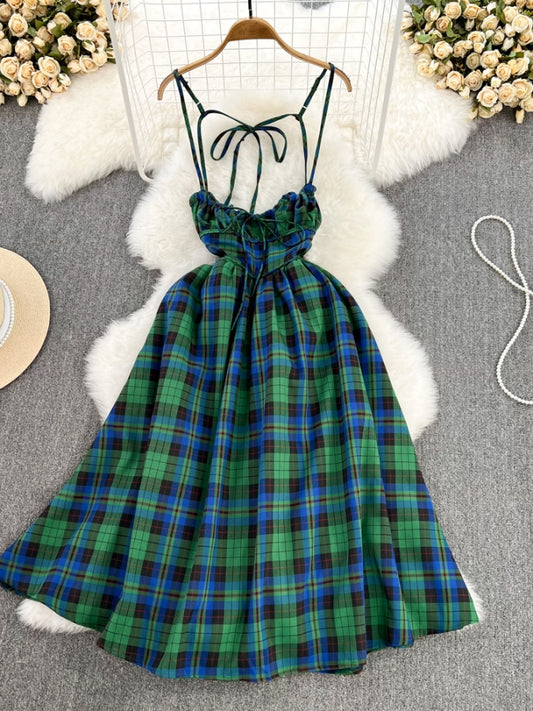 Check Sling Dress X2313