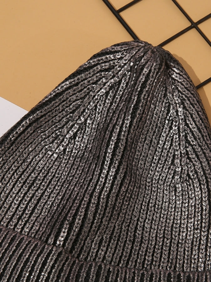 Unisex Metallic Roll Knit Cap X2544