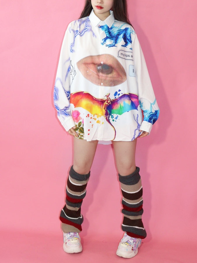 グラフィックプリントシャツ X2445