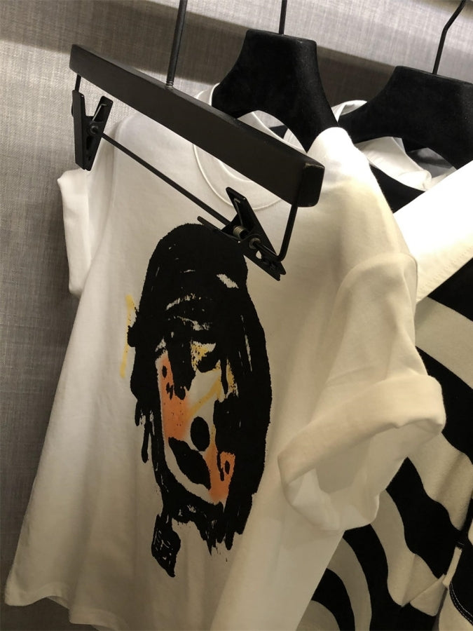 ガールプリントロールアップTシャツ X2370