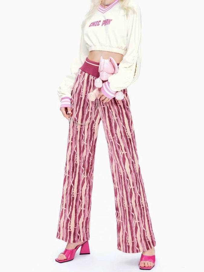 ボヘミアンプリーツハイウエストワイドレッグパンツ X2348