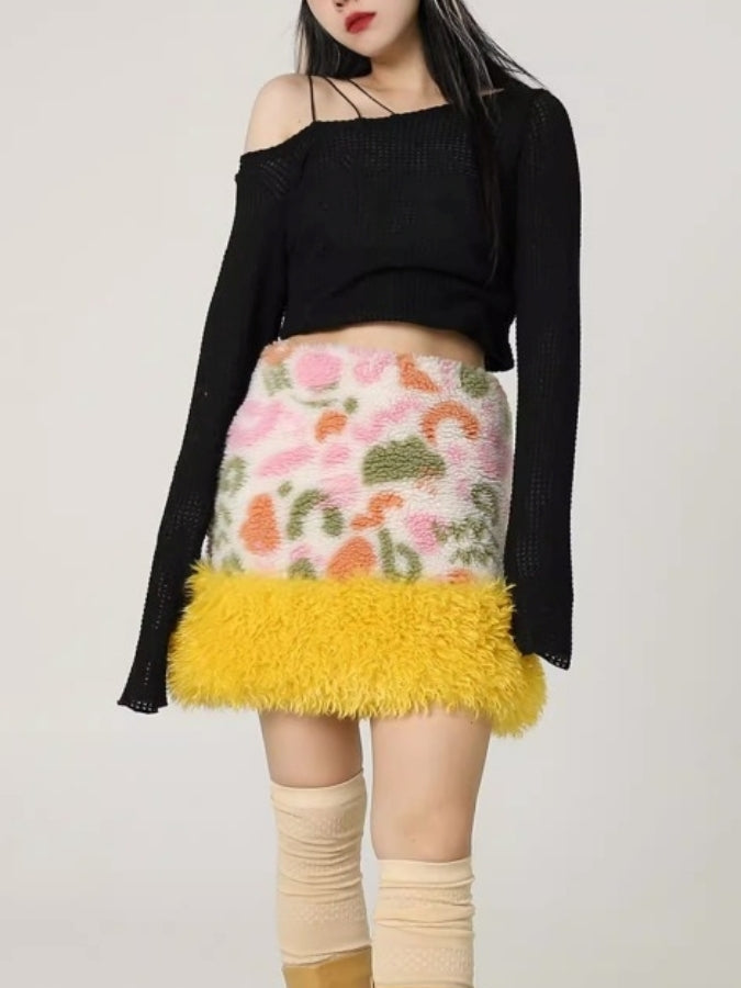 Pile Flower Mini Skirt X2435